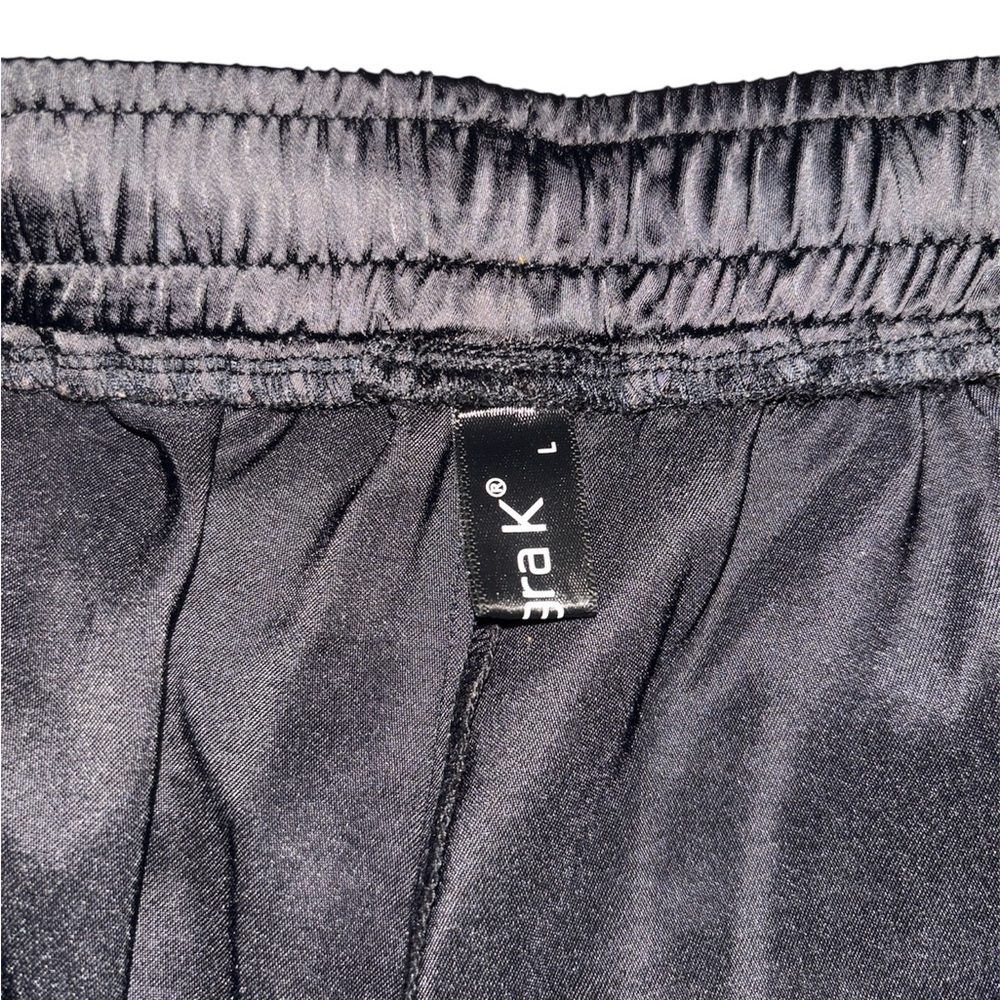 Allegra K Black Satin Pants Drawstring Elastic Waist Straight Leg Joggers - L - Picture 9 of 9